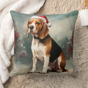 Beagle Hund im Schnee Weihnachten Kissen