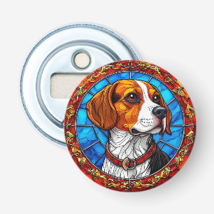 Beagle-Hund in lebendiger Bleiglas-Kunst Flaschenöffner