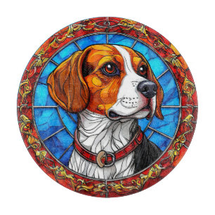 Beagle-Hund in lebendiger Glasmalerei-Kunst Schneidebrett