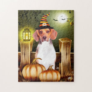 Beagle Hund mit Hexenhut Halloween-Geschenkidee Puzzle