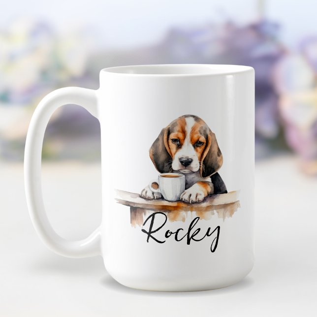 Beagle Hund mit Kaffee-Tasse, Hund mit Haltung Kaffeetasse (Von Creator hochgeladen)