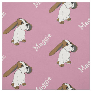 Beagle Hund mit Namen Blush Rosa Stoff nach Maß