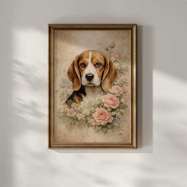 Beagle-Hund mit Rosen Poster (Von Creator hochgeladen)