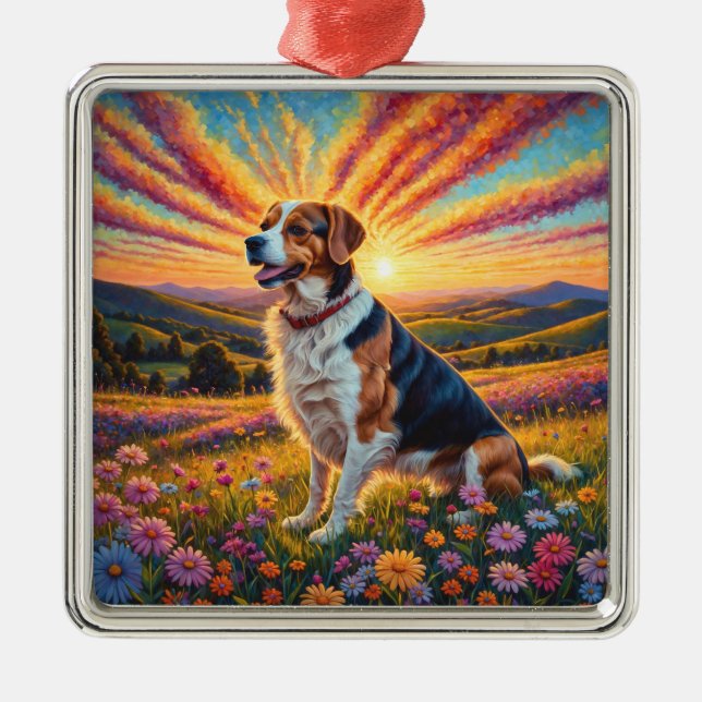 Beagle-Hund Ornament Aus Metall (Vorne)