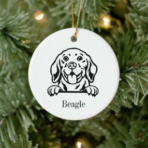 Beagle-Hund Personalisiertes Haustier-Ornament, Cu Keramik Ornament