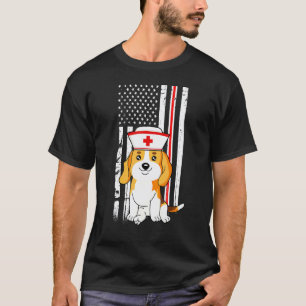Beagle-Hund-Pflegerin Amerikanische Flagge Dünne R T-Shirt