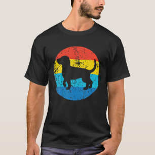 Beagle Hund Rasse Silhouette Retro 1970er Kreis T-Shirt