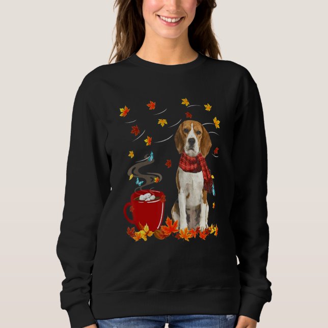 Beagle-Hund-Schal Herbst Schokolade Herbst Sweatshirt (Vorderseite)