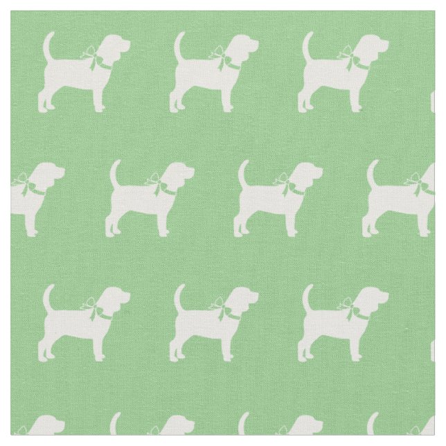 Beagle Hund Silhouette Pet Sage Green Stoff (Nahaufnahme)