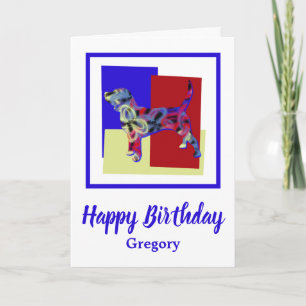 Beagle Hund Silhouette Rot Gelb Geburtstag Karte