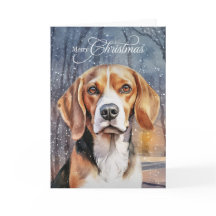 Beagle Hund Snowy Wald Frohe Weihnachten