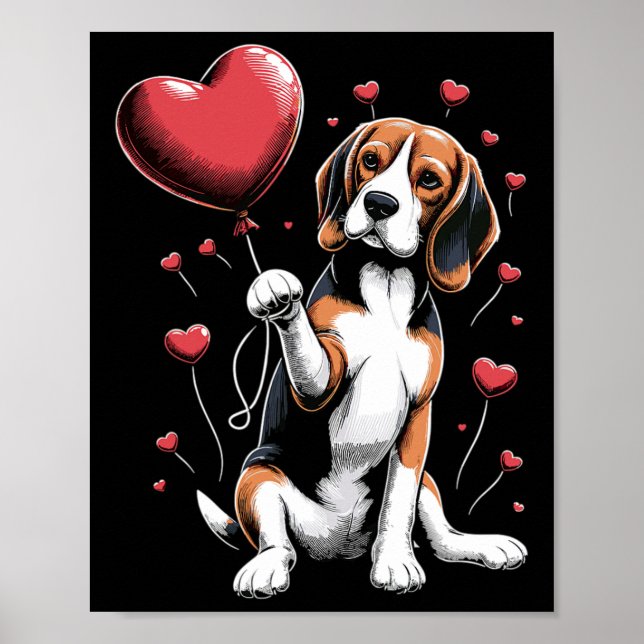 Beagle-Hund Valentinstag Hundebesitzer Valentinsta Poster (Vorne)