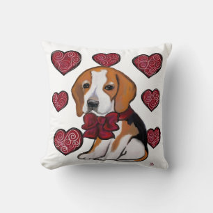 Beagle-Hund Valentinstag Kissen