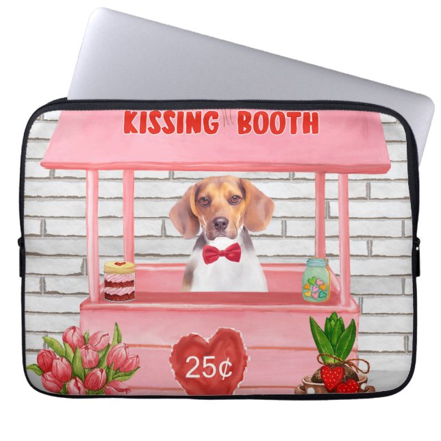 Beagle Hund Valentinstag Kissing-Stand Laptopschutzhülle (Vorderseite)