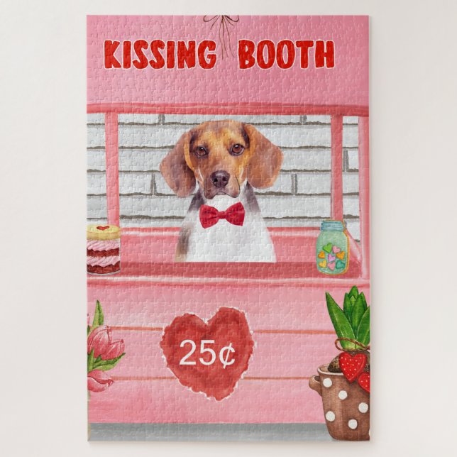 Beagle Hund Valentinstag Kissing-Stand Puzzle (Vertikal)