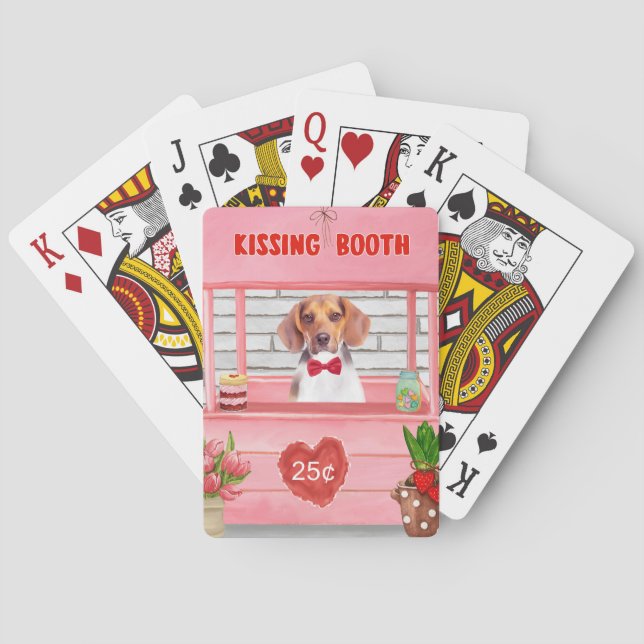 Beagle Hund Valentinstag Kissing-Stand Spielkarten (Rückseite)