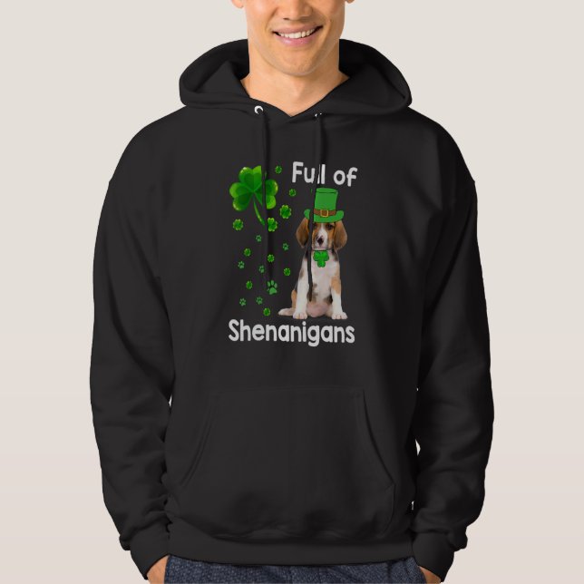 Beagle Hund voll von Shenanigans Leprechaun St Pat Hoodie (Vorderseite)