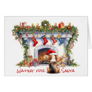 Beagle Hund Wartete am Weihnachtsfeuer