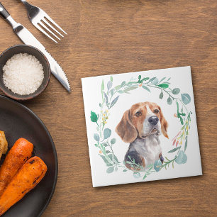 Beagle Hund Wasserfarbenreath Fliese