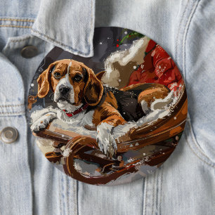 Beagle Hund Weihnachten Festlich Button