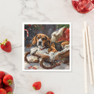 Beagle Hund Weihnachten Festlich Serviette
