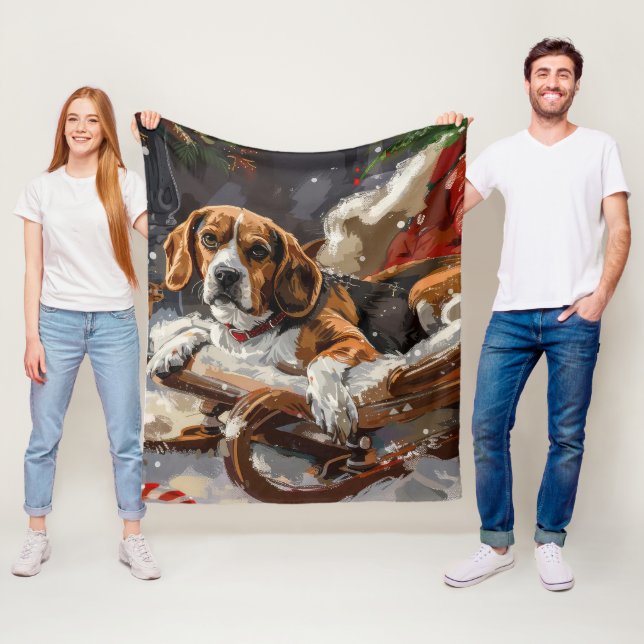 Beagle Hund Weihnachten Fleecedecke (Beispiel)