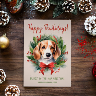 Beagle Hund Weihnachten glücklich Pawlidays Feiert