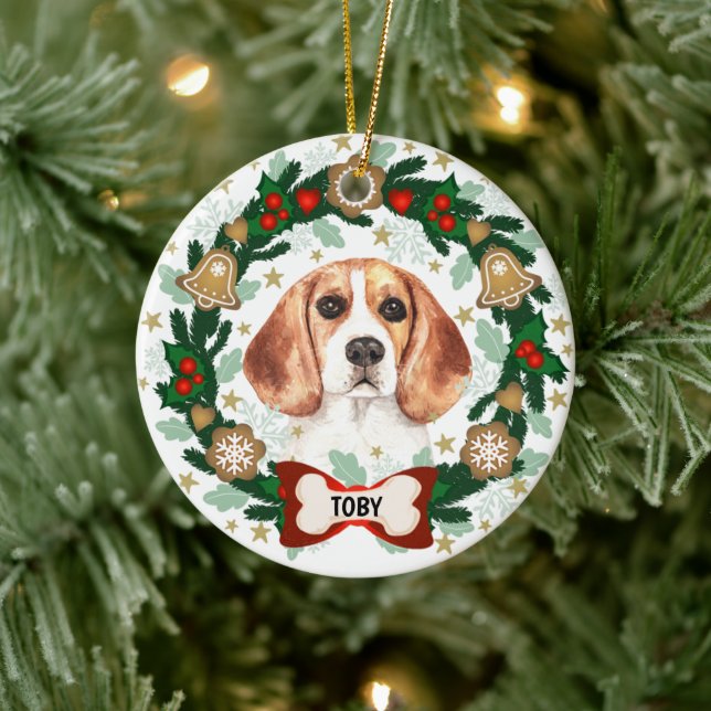 Beagle Hund Weihnachten Niedlicher Hund Keksschade Keramik Ornament (Baum)