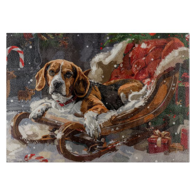 Beagle Hund Weihnachten Schneidebrett (Vorderseite)