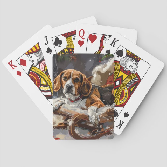 Beagle Hund Weihnachten Spielkarten (Rückseite)