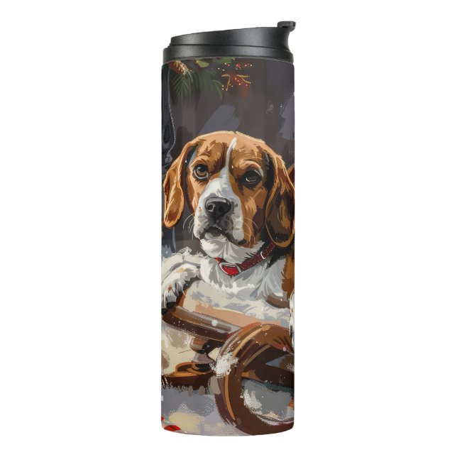 Beagle Hund Weihnachten Thermosbecher (Nach links gedreht)