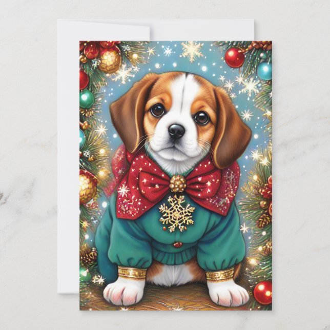 Beagle Hund Weihnachts-Sweater Feiertagskarte (Vorderseite)