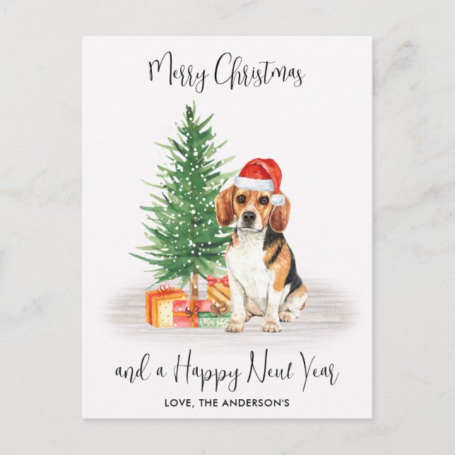 Beagle Hund Weihnachtsbaum Frohe Weihnachten (Vorderseite)
