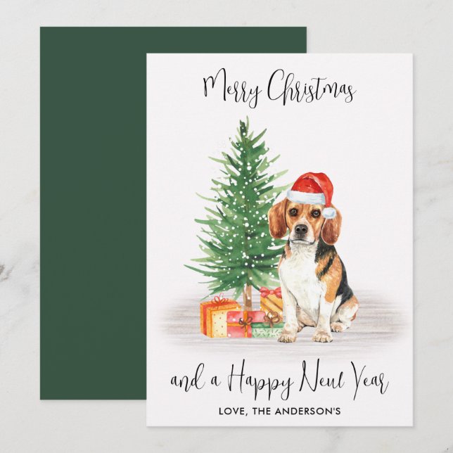 Beagle Hund Weihnachtsbaum Frohe Weihnachten (Vorne/Hinten)