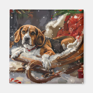 Beagle Hund Weihnachtsfestlich Magnet