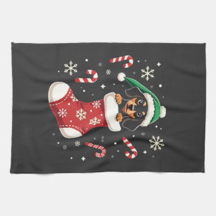 Beagle Hund Weihnachtsmannmütze Weihnachtsliebhabe Geschirrtuch