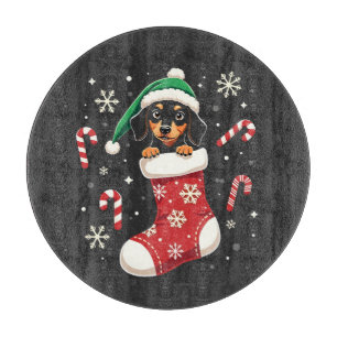 Beagle Hund Weihnachtsmannmütze Weihnachtsliebhabe Schneidebrett