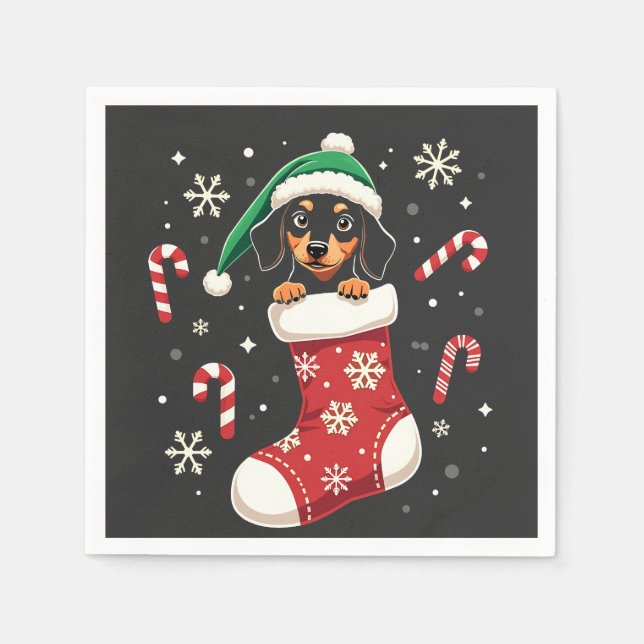 Beagle Hund Weihnachtsmannmütze Weihnachtsliebhabe Serviette (Vorderseite)