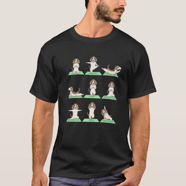 Beagle Hund Yoga Pose Zen Niedlich Workout Übungen T-Shirt (Vorderseite)