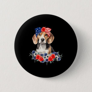 Beagle-Hunde-Bandana Amerikanische Flagge 4. Juli Button