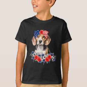 Beagle-Hunde-Bandana Amerikanische Flagge 4. Juli T-Shirt