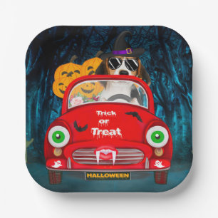 Beagle Hunde Beängstigendes Auto Pappteller