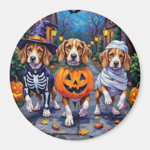 Beagle-Hunde beim Trick-or-Treat in Halloween-Kost Magnet