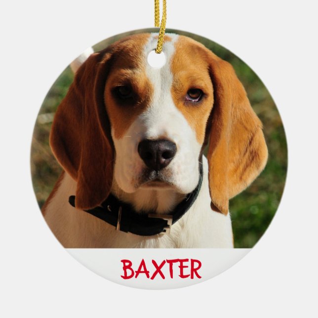 Beagle Hunde Foto Personalisiert Keramik Ornament (Vorne)