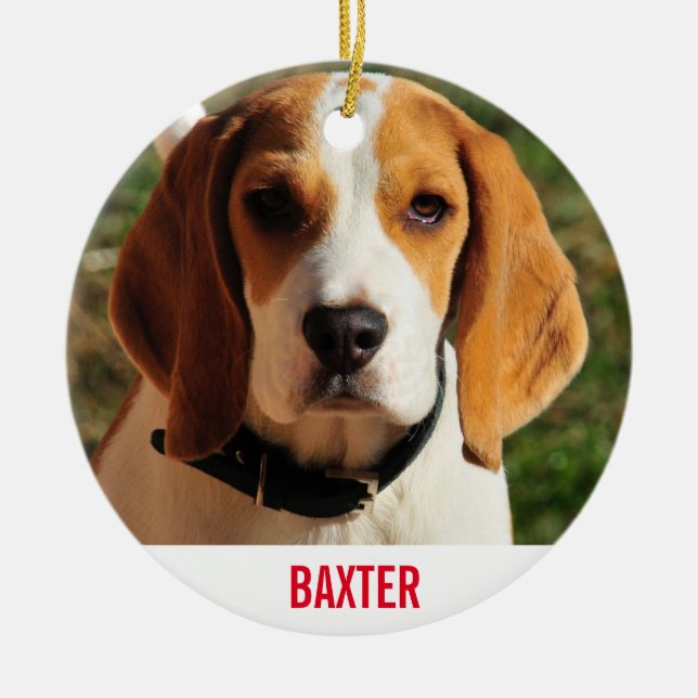 Beagle Hunde Foto Personalisiert Keramik Ornament (Vorne)