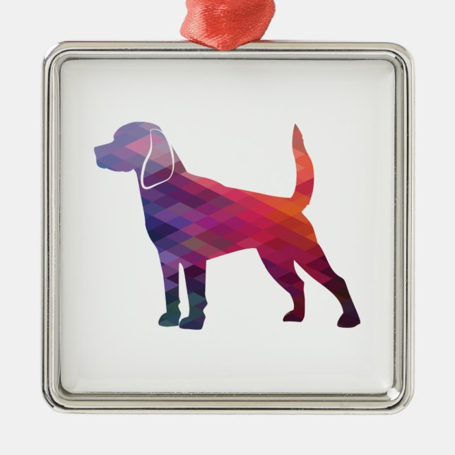 Beagle Hunde Geo-Silhouette Lila Ornament Aus Metall (Vorne)