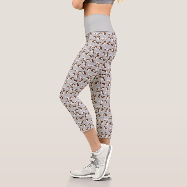 Beagle Hunde - grau Capri Leggings (Links)