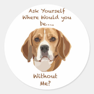 Beagle Hunde handgezeichnet Digitale Kunst Adorabl Runder Aufkleber
