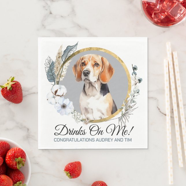 Beagle Hunde Haustier Hochzeit Napkins mit Hunden  Serviette (Beispiel)