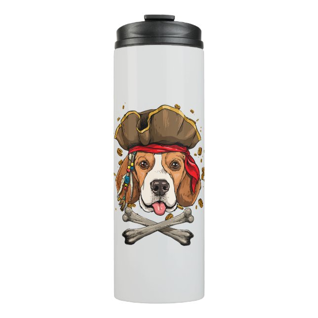 Beagle Hunde Pirate Piratenflagge Flag Thermosbecher (Vorderseite)